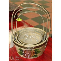 GROUP OF 3 HANDPAINTED WOOD BASKETS