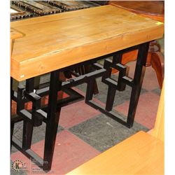 BLACK METAL BASE WOOD TOP SOFA TABLE 20X47X30