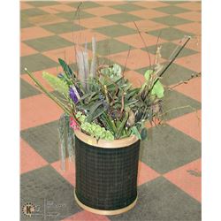 LARGE WICKER PLANTER WITH ARTIFICIAL FOLIAGE