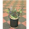 Image 1 : LARGE WICKER PLANTER WITH ARTIFICIAL FOLIAGE