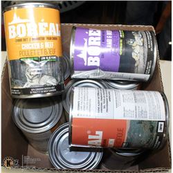 BOX OF BOREAL CANNED DOG FOOD