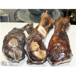 LOT OF 3 LARGE DOG BEEF BONES