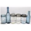 Image 1 : VINTAGE BLUE GLASS JARS & BOTTLES INCL ONE 1931 &