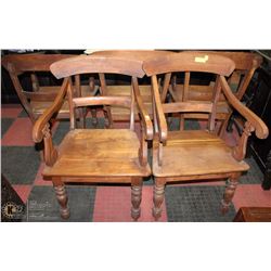 5 SOLID WOOD ARM CHAIRS