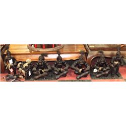 LARGE 10 PC WOOD CARVED AFRICAN HANGING OUT WOOD