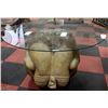 Image 2 : 26" CRYING BUDDHA BASED GLASS TOP TABLE