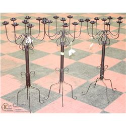 SET OF THREE 8 CUP SMALL CAST IRON CANDELABRAS