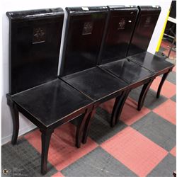 4 HIGH BACK BLACK WOOD SHOW HOME DINING CHAIRS