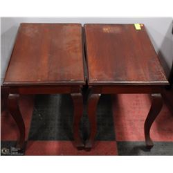 PAIR OF CHERRY WOOD END TABLES 14X24X19