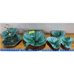 4PC BLUE MOUNTAIN POTTERY SERVING DISHES.