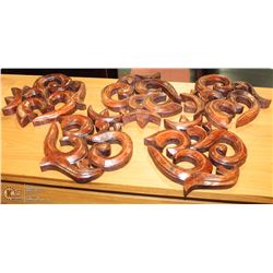 FIVE 8" WOOD OM SYMBOL WALL HANGINGS