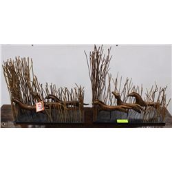 PAIR OF WOOD DECORATIVE HORSES RUNNING SCENES