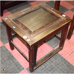 DARK WOOD RUSTIC END TABLE