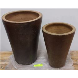 2 DECORATIVE POTS - 15"H & 12"H