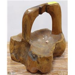 13"H WOOD CARVED DECORATIVE CANDY/FRUIT  DISH