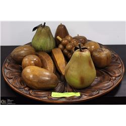 14"-ROUND DECORATIVE PLATTER W/WOOD