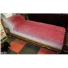 Image 1 : ANTIQUE DUSTY ROSE CHAISE LOUNGE OAK BASE. FABRIC