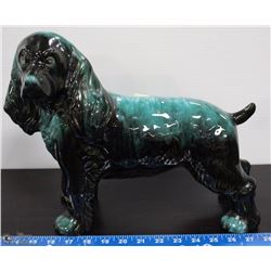 15" LONG BLUE MOUNTAIN POTTERY SPANIEL DOG FIGURE.