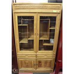 ASIAN STYLE WOOD CHINA CABINET W/ GLASS DOORS