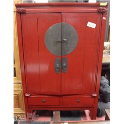 RED WOOD ASIAN STYLE ARMOIRE 41X24X67