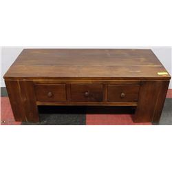 WOOD COFFEE TABLE WITH 3 DRAWERS 20"X43"X16"