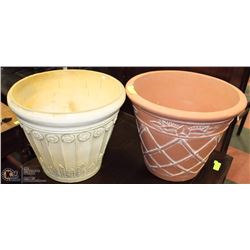 TWO 16"H LARGE DECORATIVE POTS