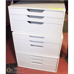 3 PC STACKABLE WOODEN STORAGE DRAWERS