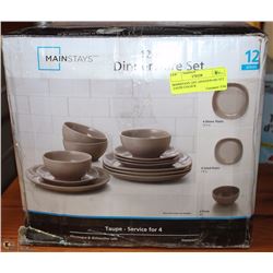 MAINSTAYS 12PC DINNERWARE SET ,TAUPE COLOUR
