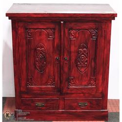 WOOD 2 DOOR 2 DRAWER CHERRY COLOR CABINET 18X36X41