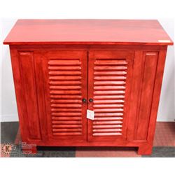 DESIGNER RED WOOD 2 DOOR CABINET 17.5X39.5X36