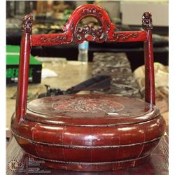 RED WOOD ORIENTAL RELIGIOUS BASKET