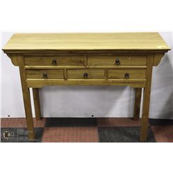 5 DRAWER LIGHT WOOD SOFA TABLE 16X37X33.5