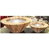 Image 1 : PAIR OF WOOD WRAPPED ALUMINUM BOWLS - 15" & 24"