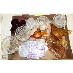 ESTATE FLAT WITH CRYSTAL, DEPRESSION GLASS AND