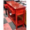 Image 2 : RED WOOD 3 DRAWER SOFA TABLE 14X39X42