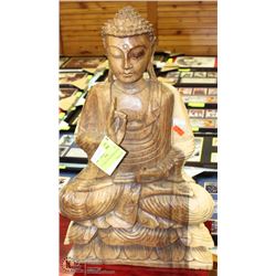 20" CARVED WOOD BUDDHA FIGURE