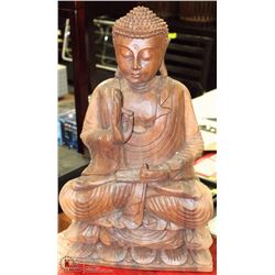 20" CARVED WOOD BUDDHA FIGURE