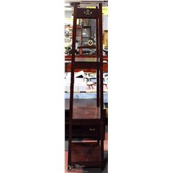 TALL WOOD COAT HANGER W/ 3 SHELVES 72" TALL
