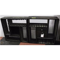 PAIR OF WOOD SQUARE SHOW HOME WALL SHELVES 20X20