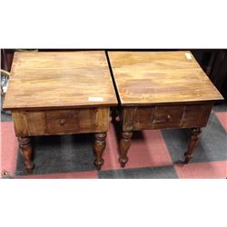 PAIR OF SHOWHOME WOOD END TABLES 21X22X22