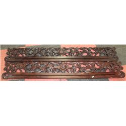 WOOD CARVED FLORAL AND ELEPHANT 3' WALL HANGING