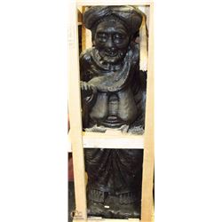 BLACK CONCRETE OLD WOMAN HEAVY STATUE 38"H