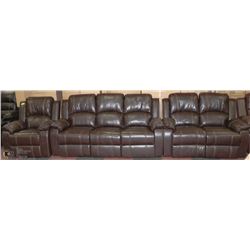 NEW MUNICH BROWN LEATHERETTE RECLINING SOFA