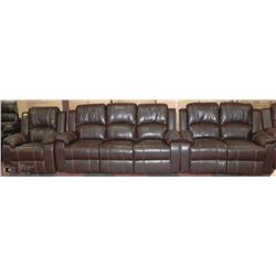 NEW MUNICH BROWN LEATHERETTE RECLINING SOFA