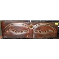 CARVED WOOD BUDDHA CLOSED EYES WALL HANGING