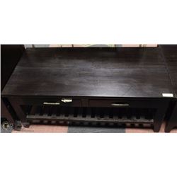 DARK WOOD RECTANGLE 4 DRAWER COFFEE TABLE 23X47X18