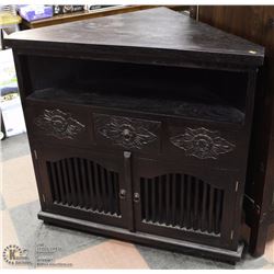 CORNER BLACK WOOD 2 DOOR 1 SHELF KITCHEN CABINET