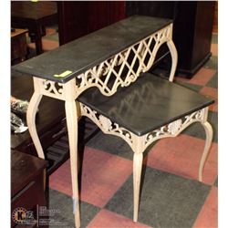 METAL FRAMED SOFA TABLE WITH END TABLE