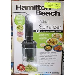 HAMILTON BEACH 3IN1 SPIRALIZER SLICER ,2 SPEEDS