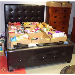 QUEEN LEATHERETTE BED FRAME W/ 2 WOOD DRESSERS - 1